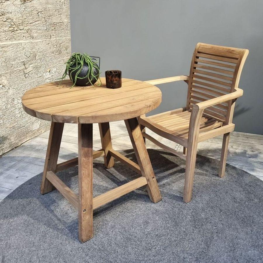 Garten Holztisch rund aus Teakholz 80x80