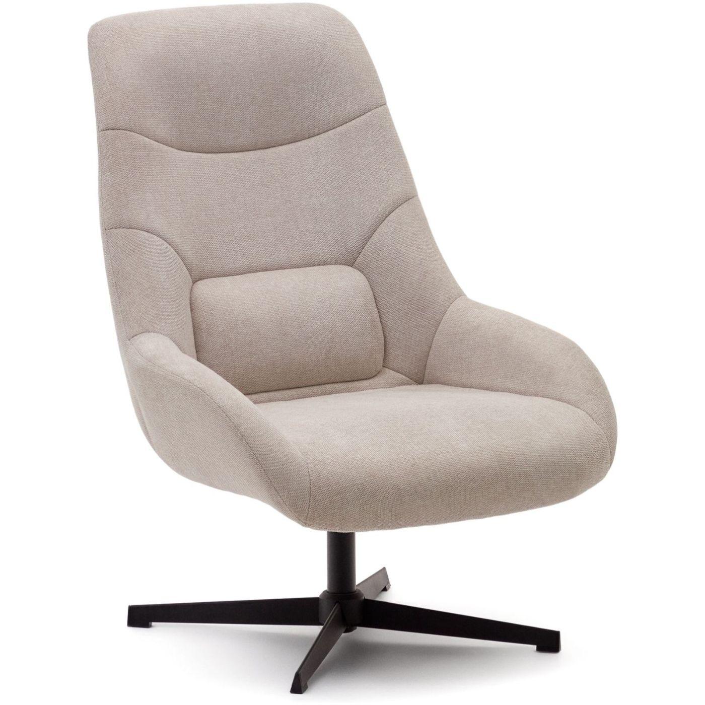 Relaxsessel drehbar Chenille Stoff beige Stahl schwarz