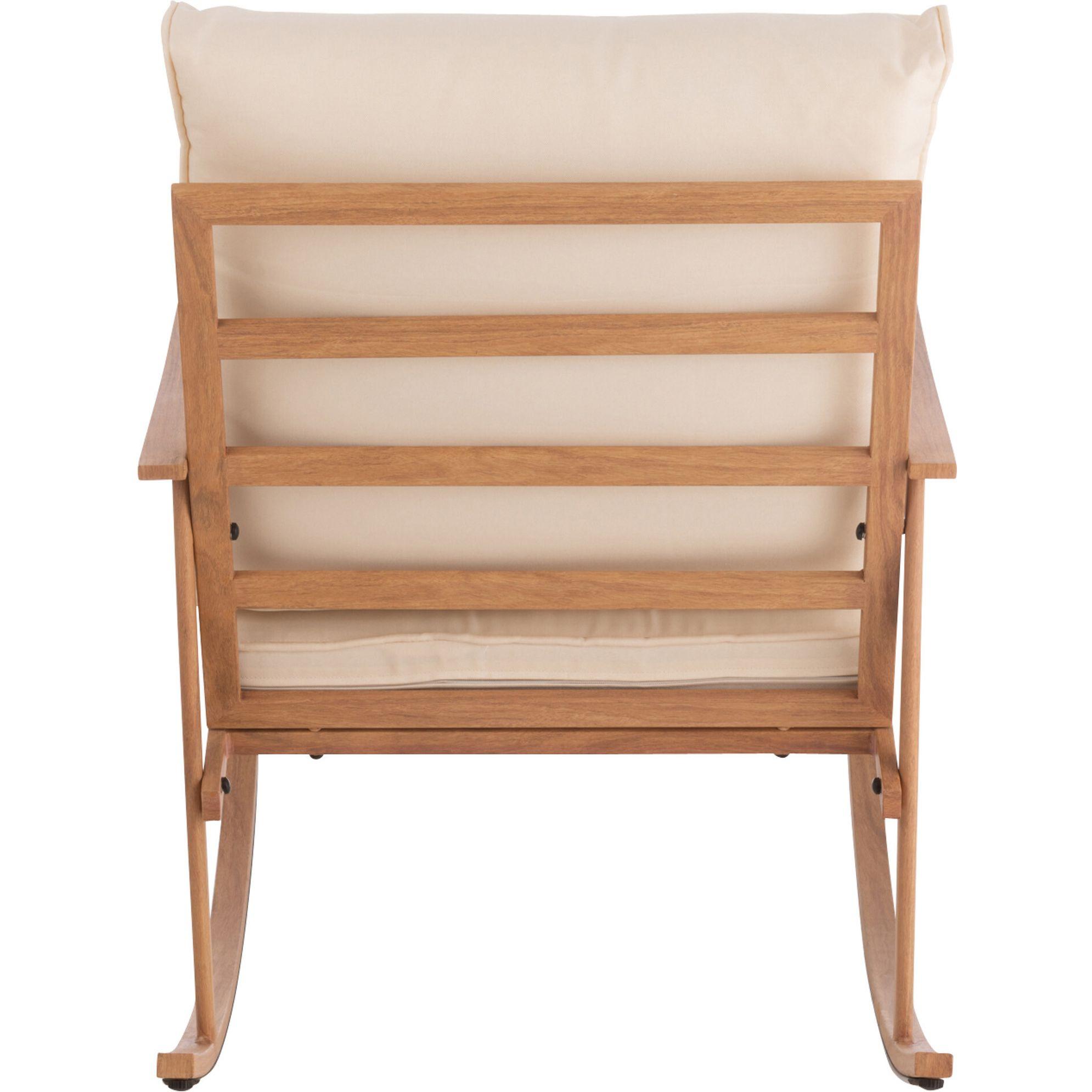 Garten Schaukelstuhl Metall beige Kissen weiss