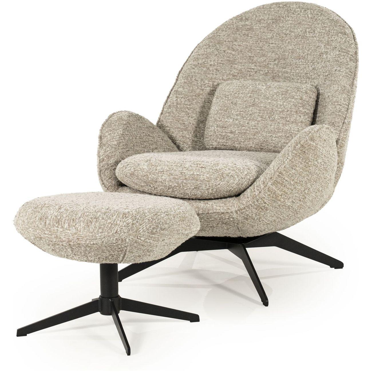 Relaxsessel drehbar mit Hocker Zora Stoff taupe