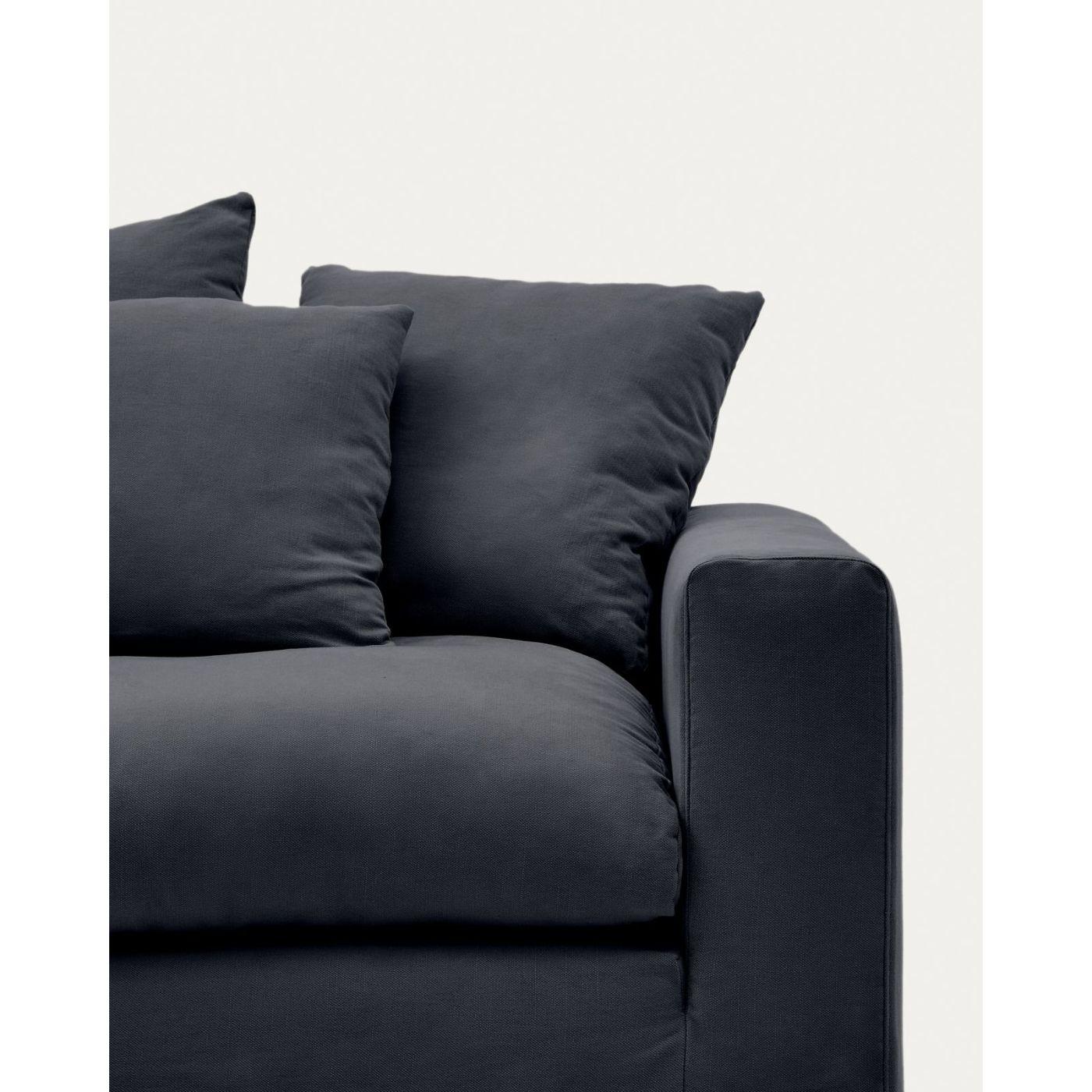 Bezug für Nora Sofa 340 aus Leinen und Baumwolle anthrazitgrau