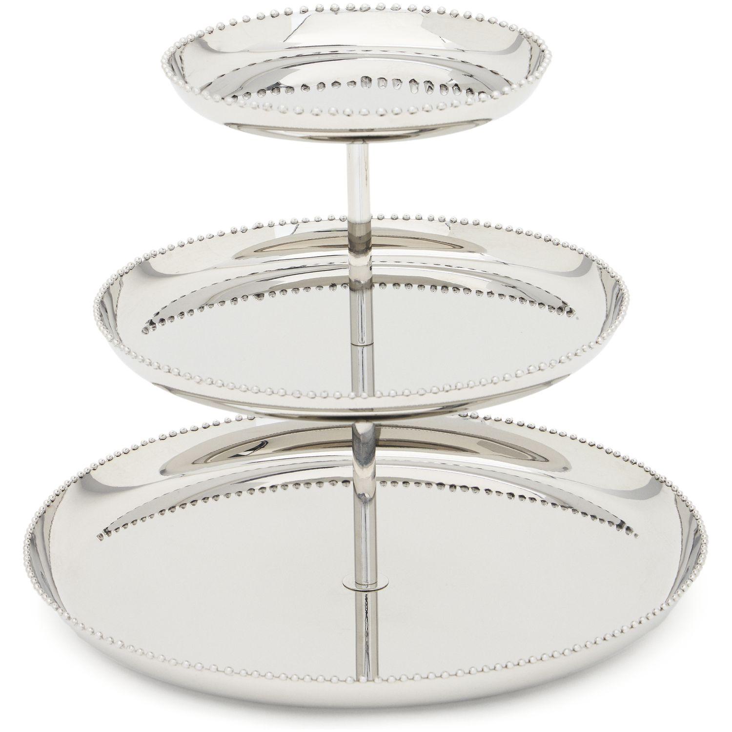 Etagere 3-stöckig Nirela aus Edelstahl silber