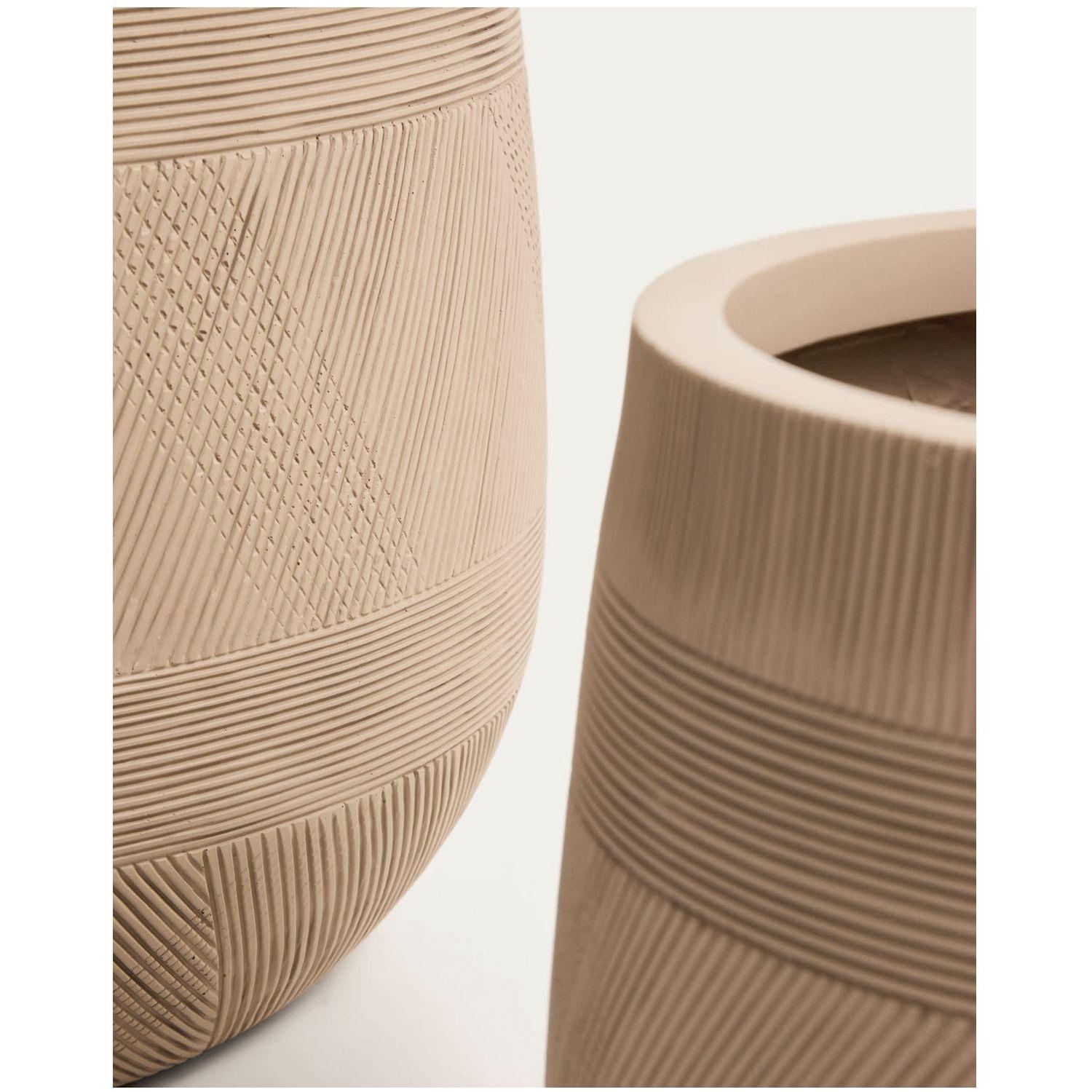 Blumentopf rund Tival II Zementoptik beige (2er-Set)