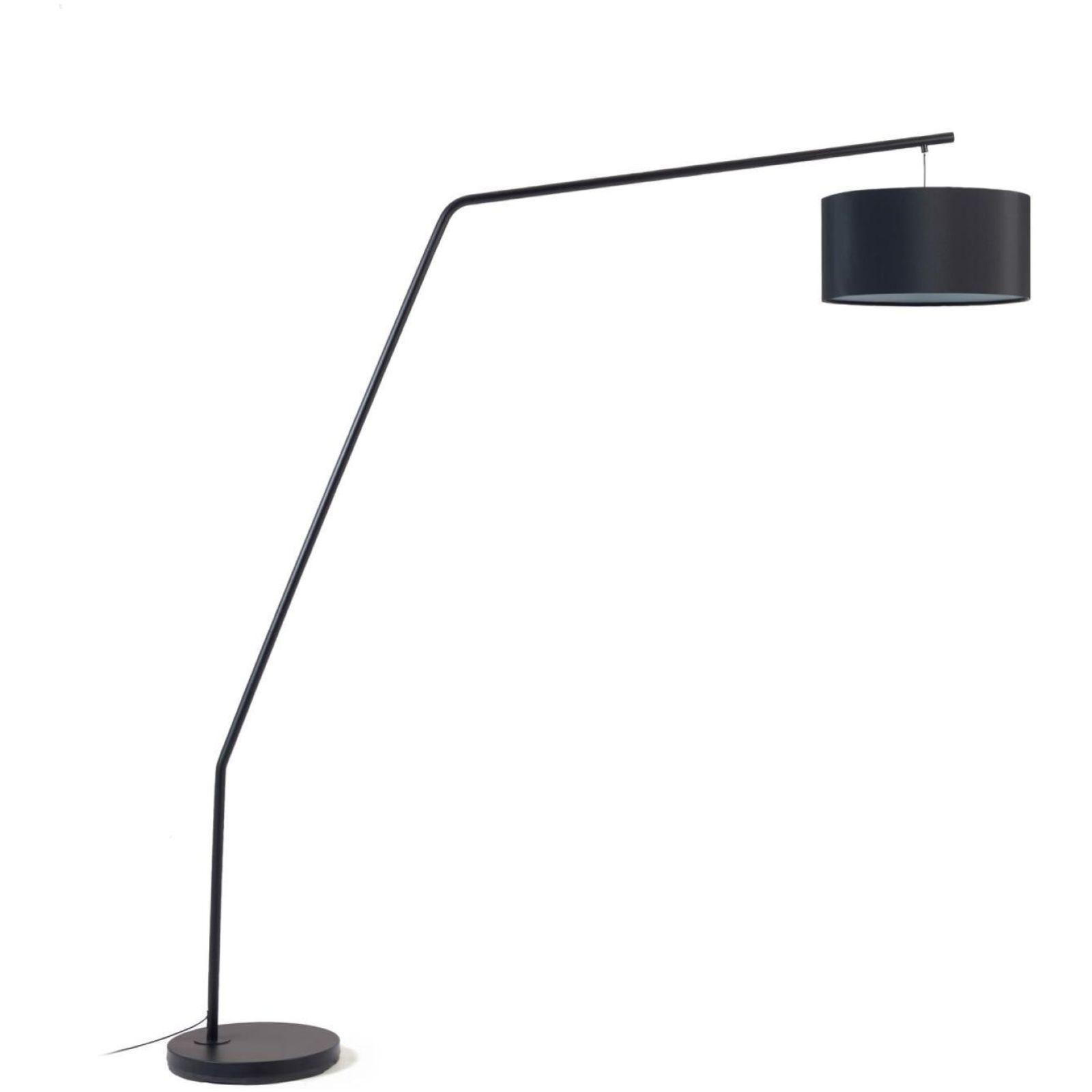 Stehlampe Bogenleuchte Ciana Metall schwarz Lampenschirm Baumwolle