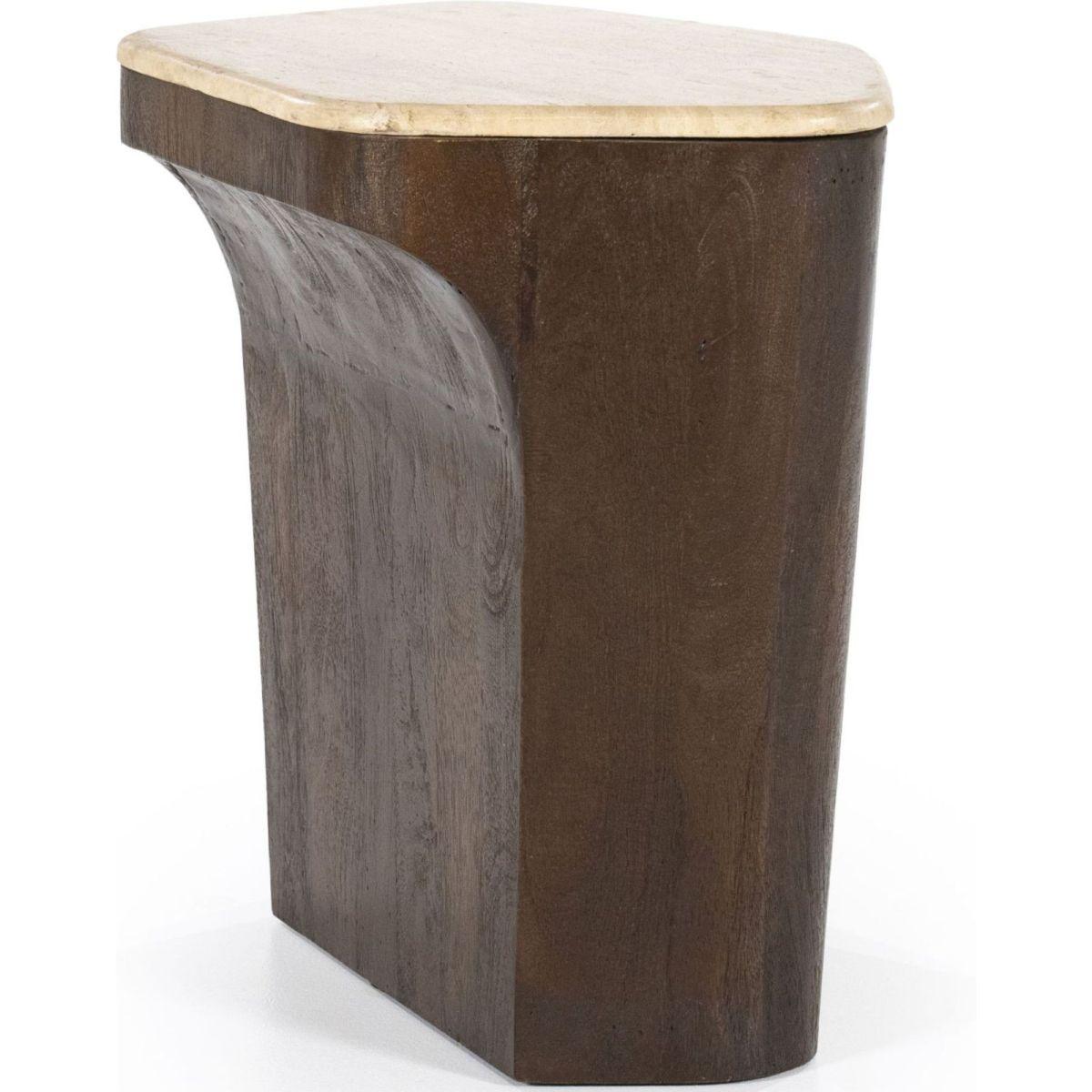 Beistelltisch Zona Mangoholz braun Travertin 50x40