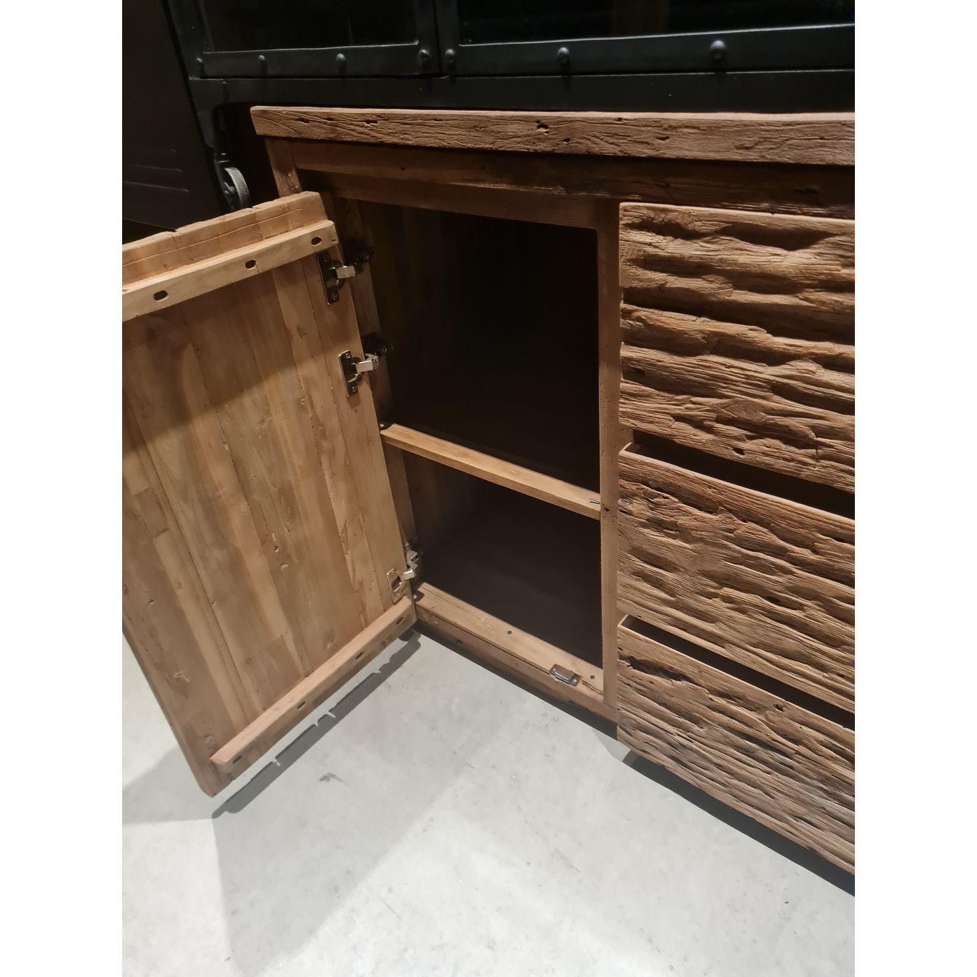 Hochkommode Rustikal recyceltes Teakholz natur 100x120