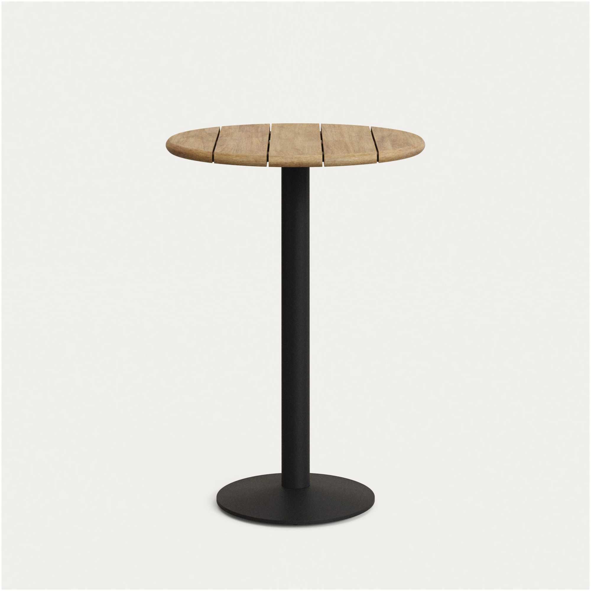 Bartisch Saura Akazienplatte natur Stahlfuss schwarz 70x70x99