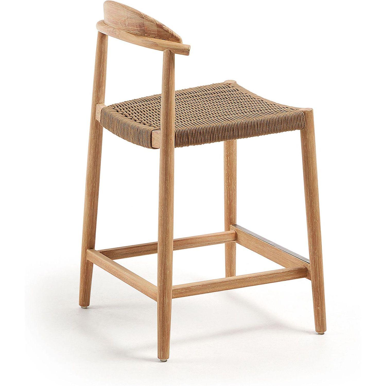 Barhocker aus Holz Nina Akazie Natur Seil beige Sitzhöhe 62cm