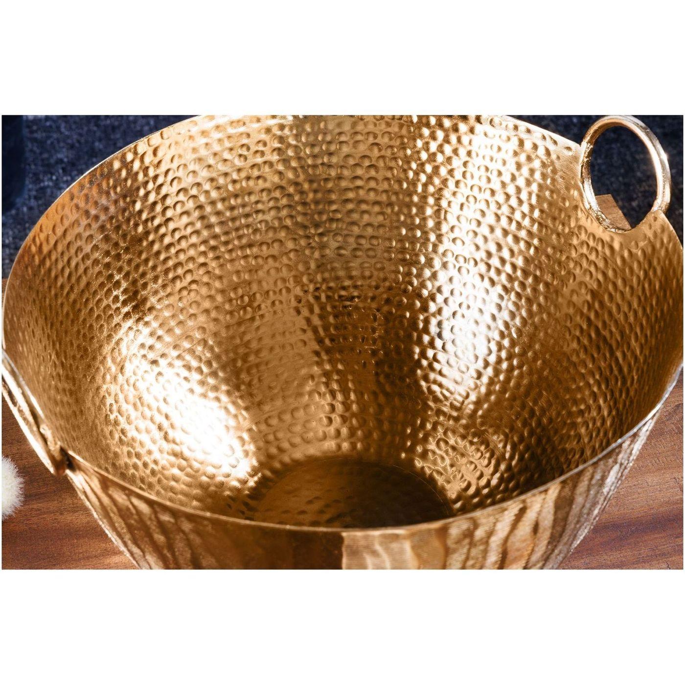 Deko Schale Bazzar mit Griff Hammerschlag gold 40x40