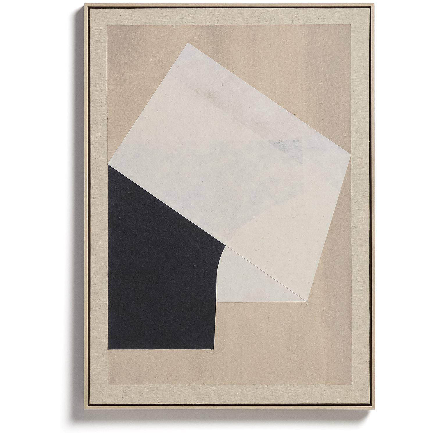 Abstraktes Bild Varo IÏI Papier Leinen in Beigetönen 50x70