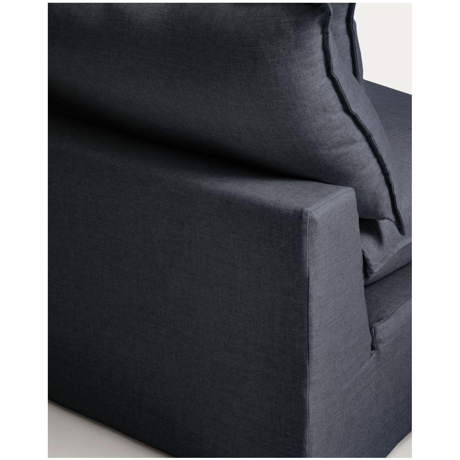 2-Sitzer-Modularsofa Anarela mit abnehmbarem Bezug und Randmodul aus Leinen und Viskose in