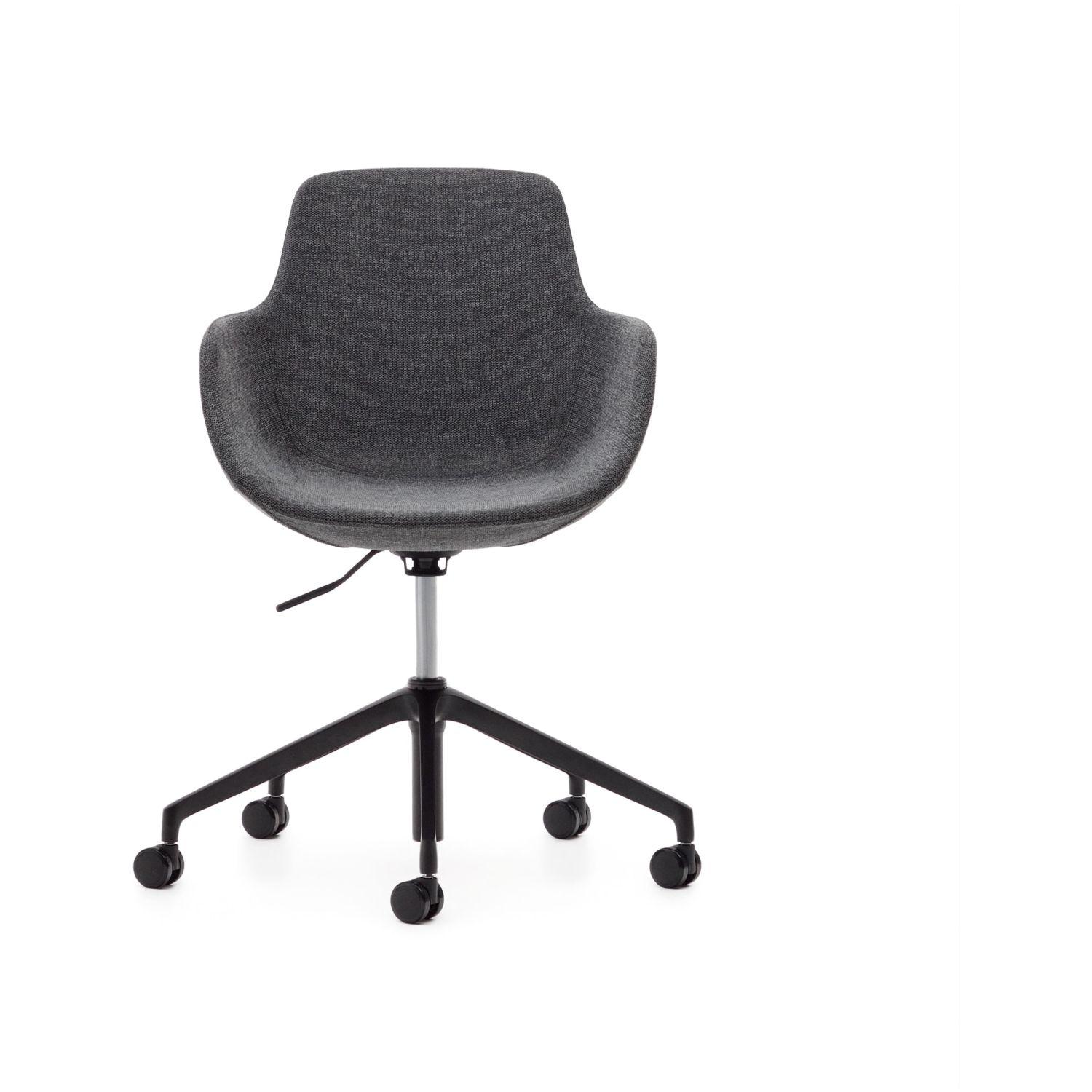Bürodrehstuhl Tissiana Stoff mattschwarz Aluminium schwarz matt