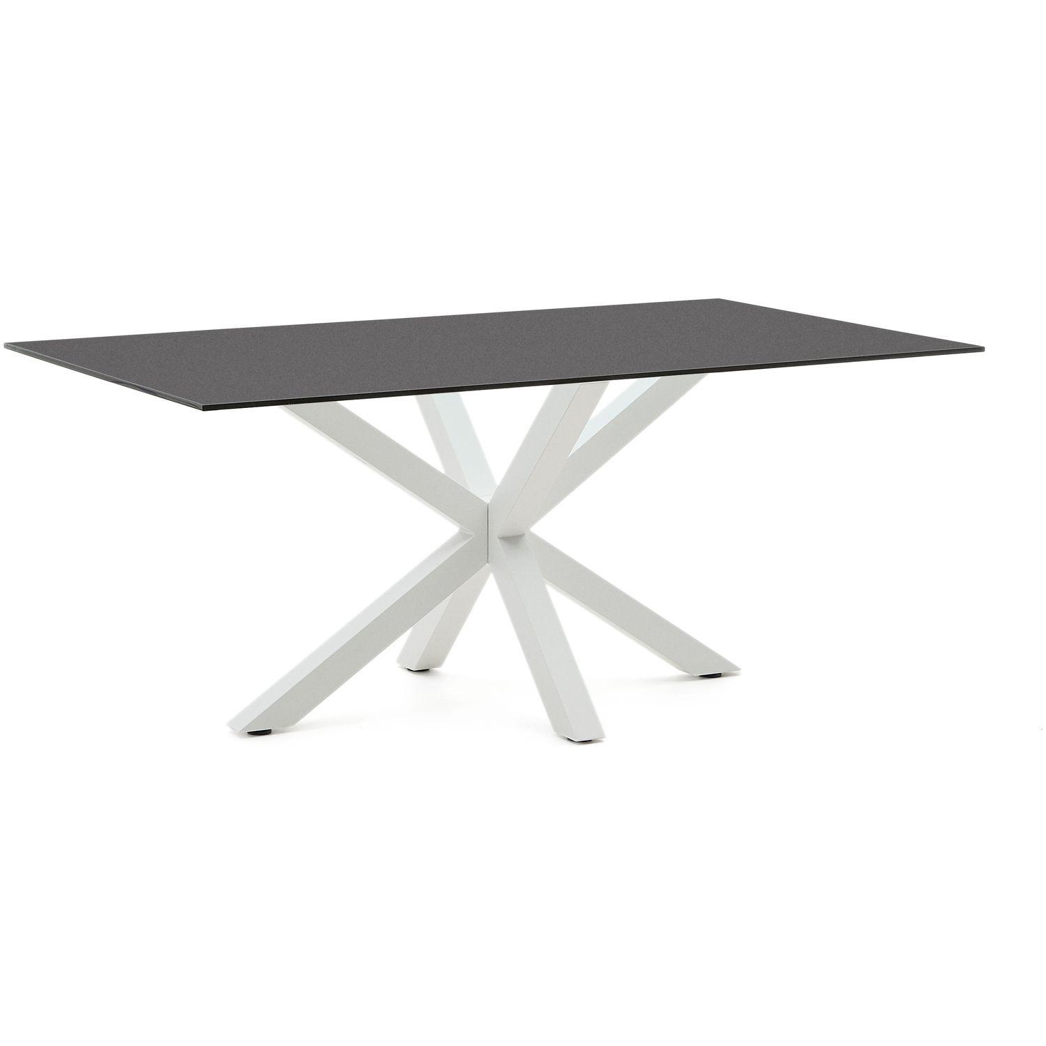 Argo table 180x100 cm, epoxy white and black glass