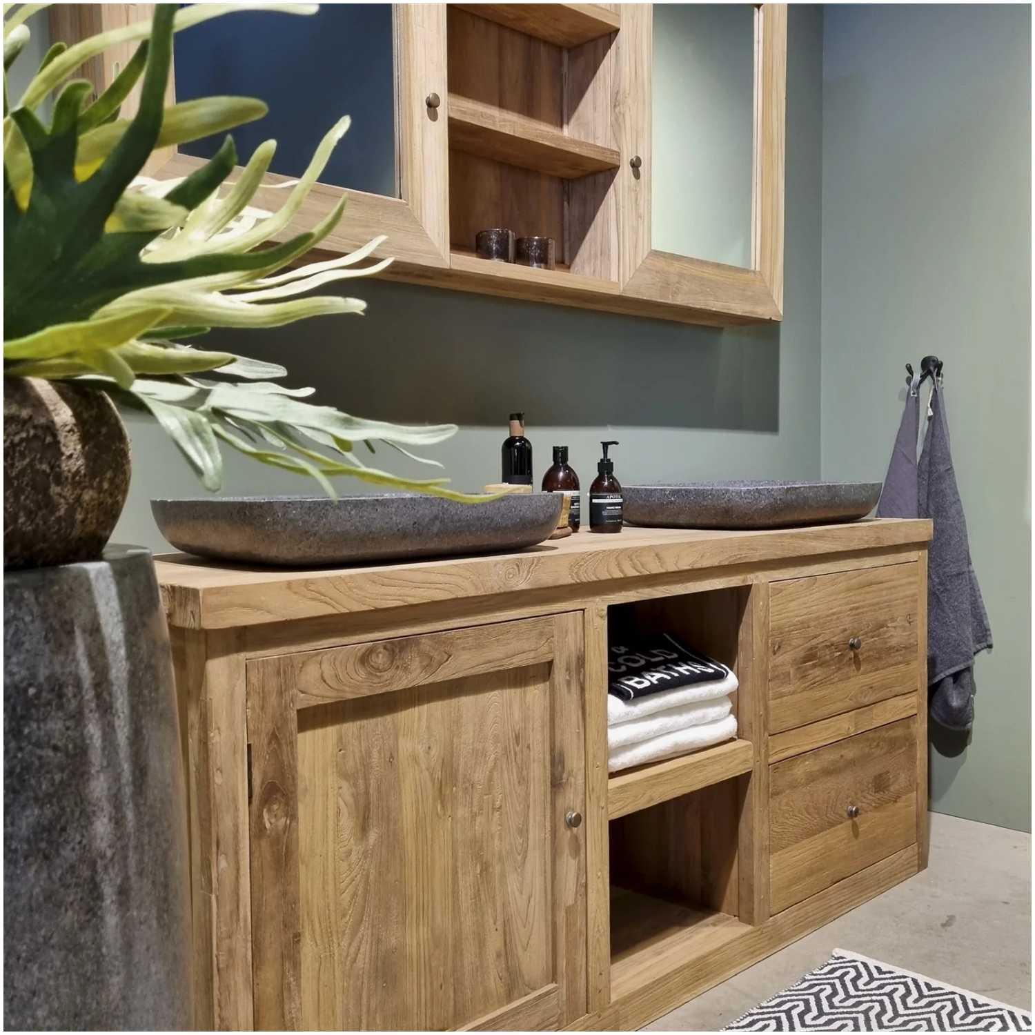 Badezimmermöbel Dubbi massives Teakholz natur 180x80