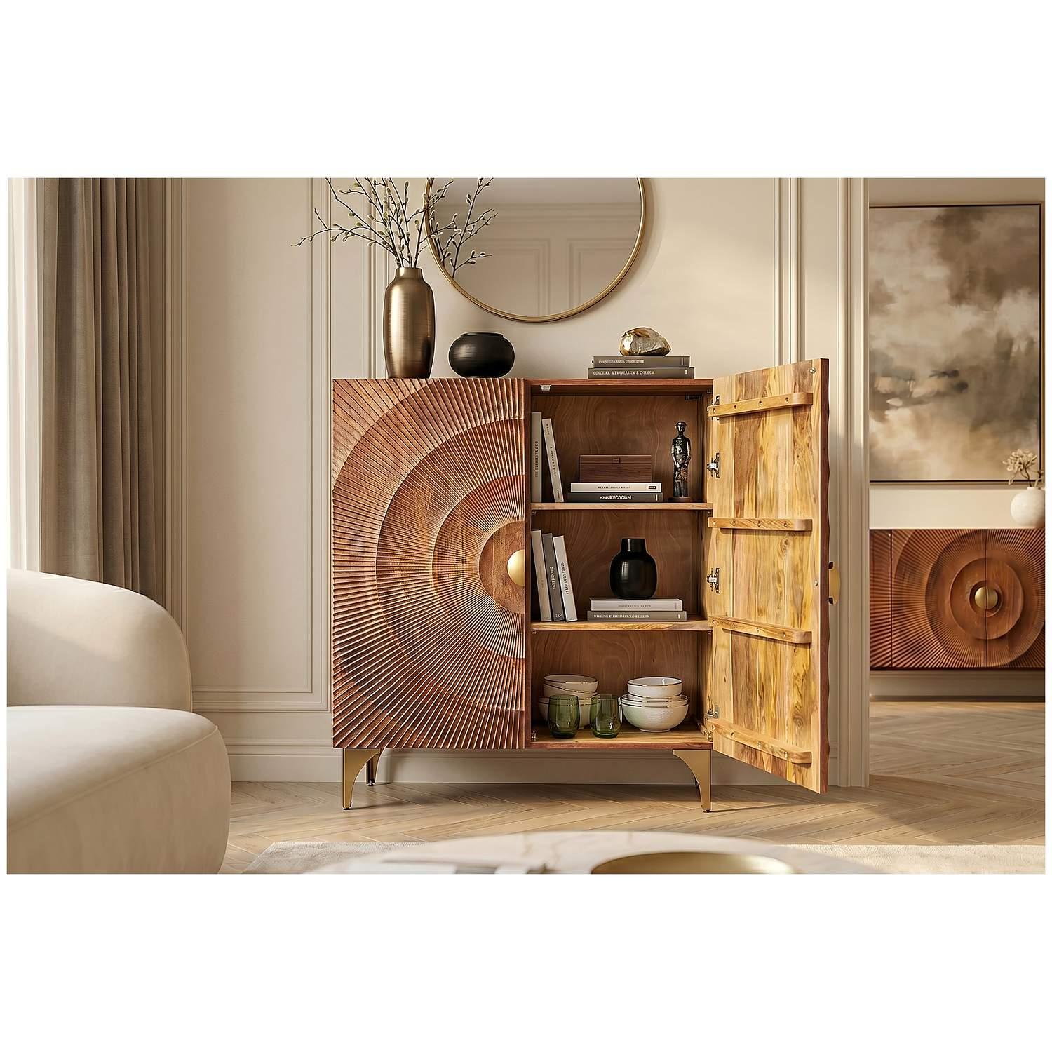 Hochkommode Himalaya Mangoholz braun 100x120