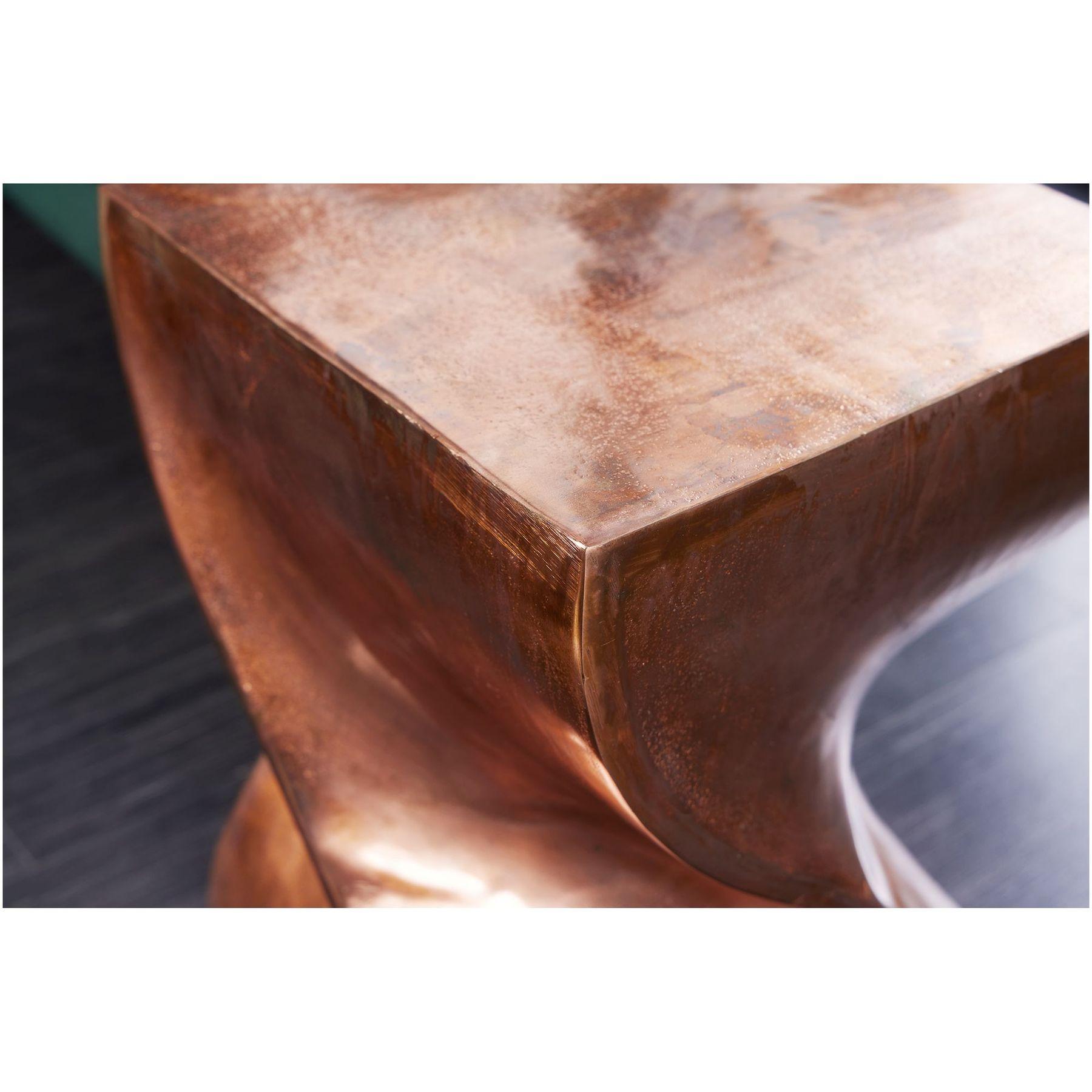 Hocker Beistelltisch Twist Wave Metall kupfer geflammt 30x30