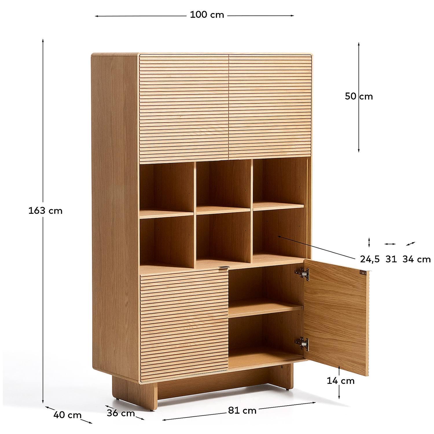 Highboard Norlen mit 4 Türen in Eichenfurnier mit naturfarbenem Finish FSC Mix Credit 100x163