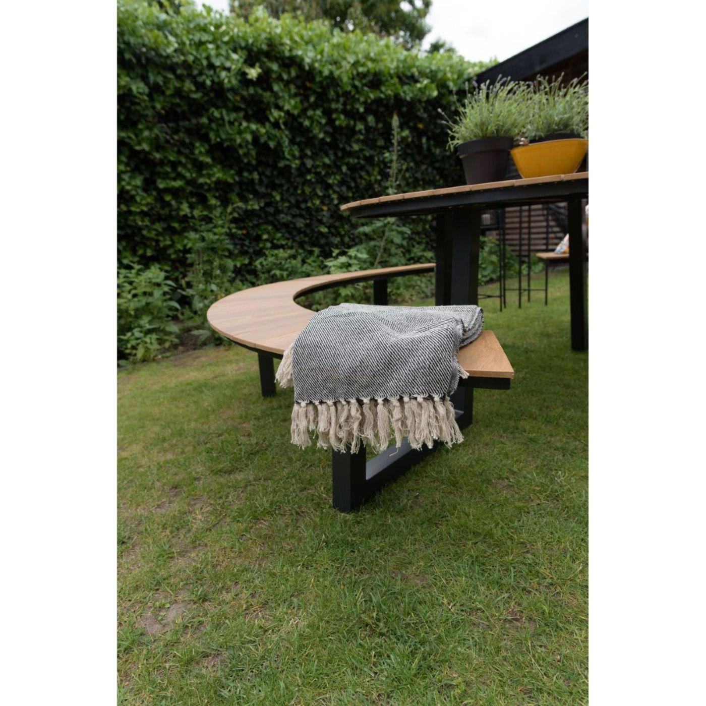 Garten Picknick Tischset rund Aluminium Poly-Holz Piazza