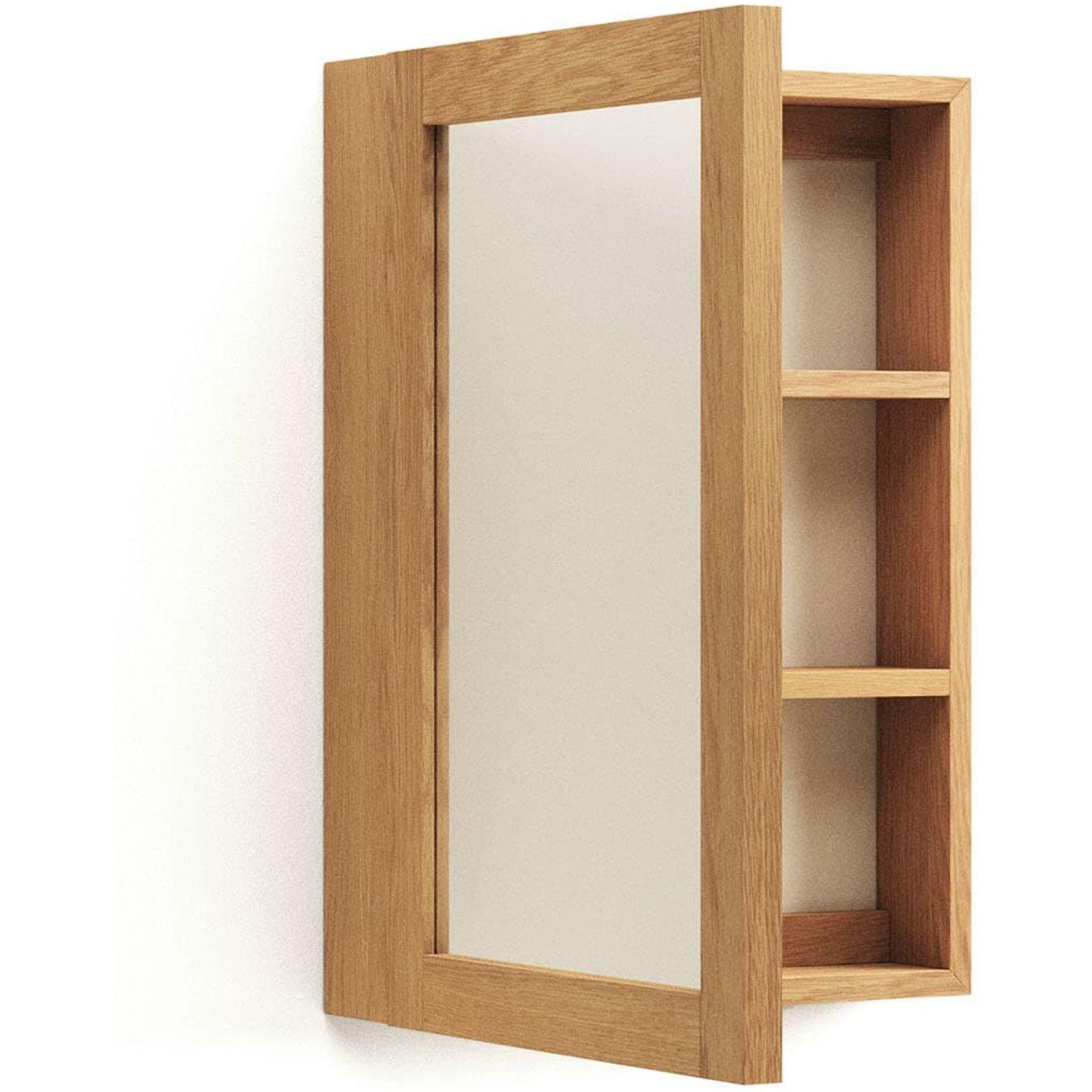 Badezimmerschrank mit Spiegel Plubia  aus massivem Teakholz 50x70