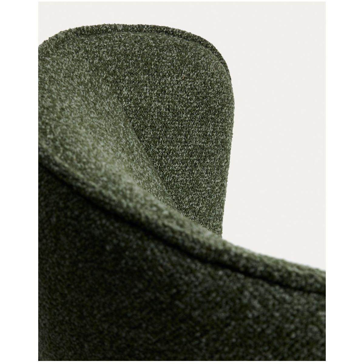 Drehsessel Sorile mit dunkelgrüner Chenille und schwarz lackiertem Stahl FSC 100%