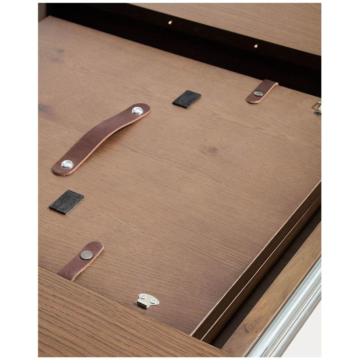 Esstisch Ausziehtisch rund Artis Massivholz und Eichenfurnier Walnuss-Finish 100% FSC - Grösse: 120-170x120