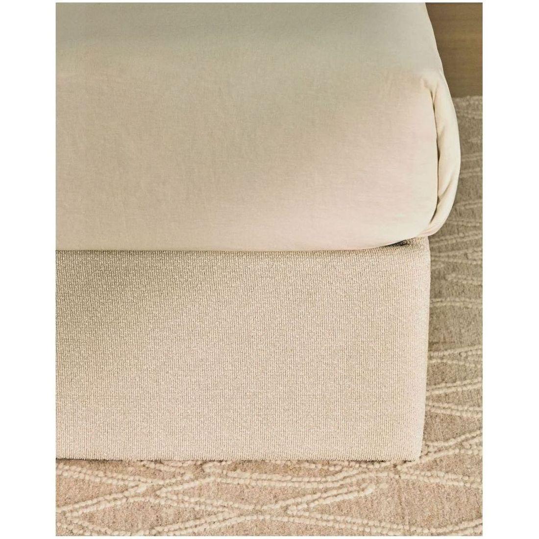 Abziehbares aufklappbares Bett mit Stauraum Nelzi Stoff ecru - Grösse: 160x200