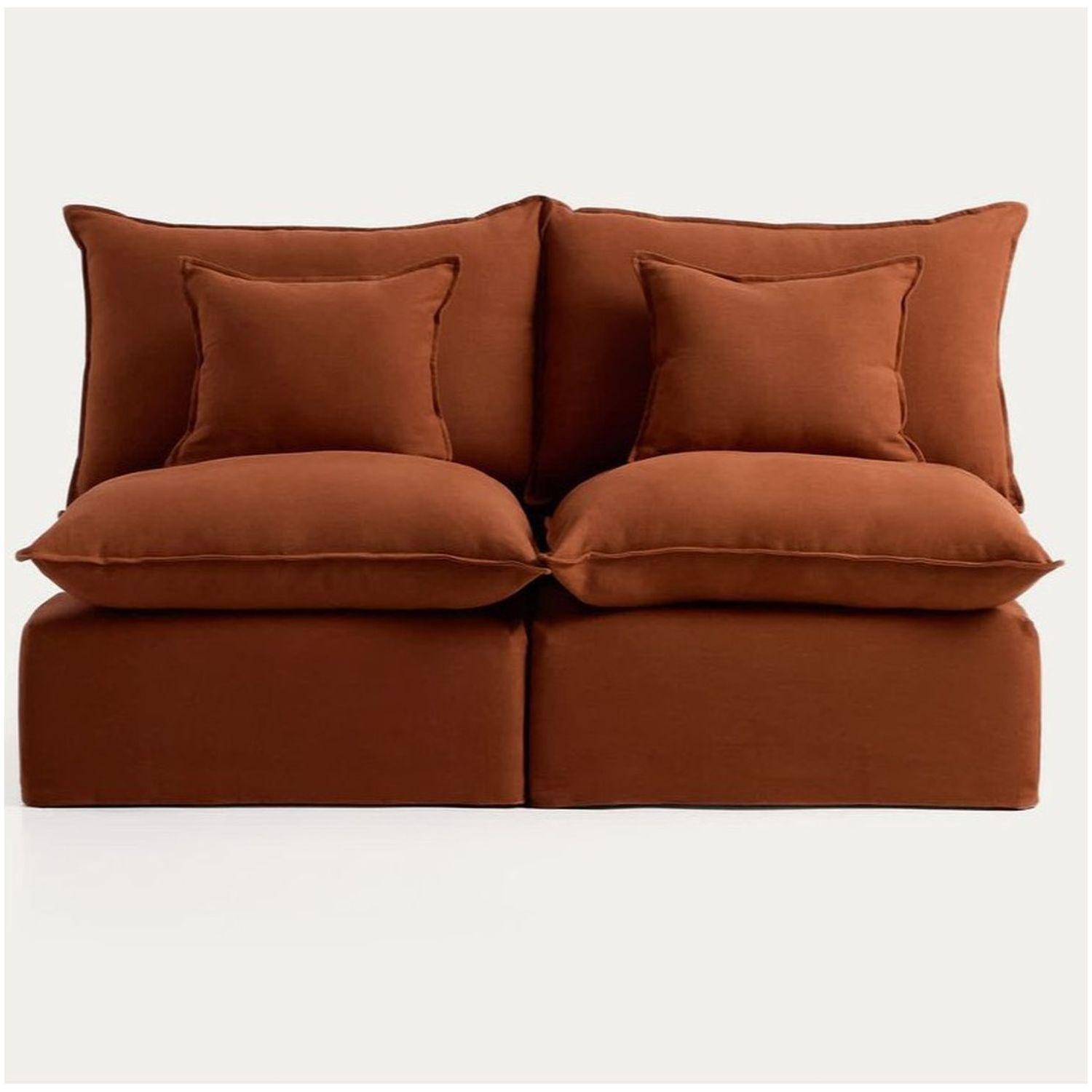 2-Sitzer-Modularsofa Anarela mit abnehmbarem Bezug aus Leinen in Terrakotta 180 cm FSC M
