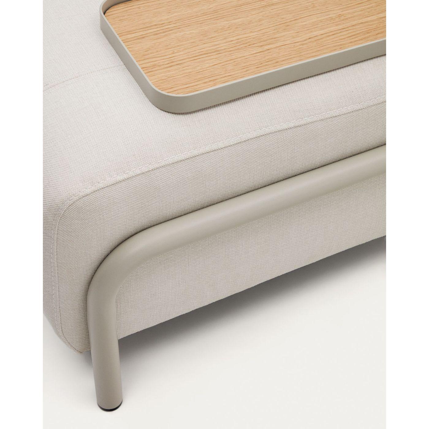 Compo kleines Tablett in Eichenfurnier mit natürlichem Finish und Metallgestell beige.