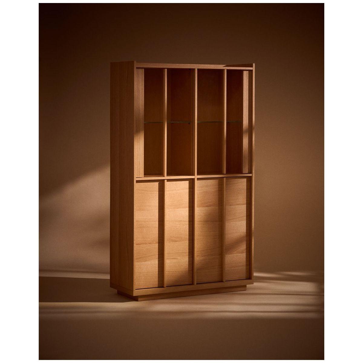 Vitrine Onix aus massivem Eichenholz und Eichenfurnier mit Naturton-Finish 100x170 FSC Mix Credit