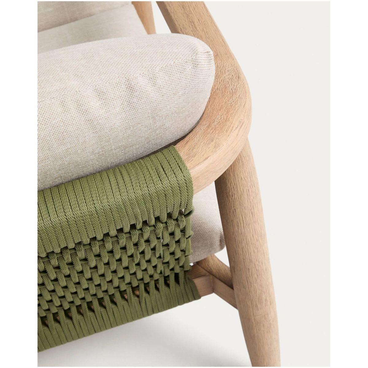 Gartensofa 3-Sitzer Menfi aus massivem Akazienholz und grünem Seil 136