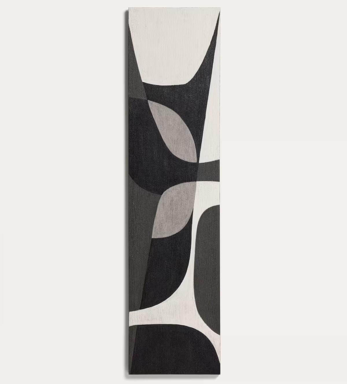 Abstraktes Bild Onure in Schwarz und Weiss 45x180