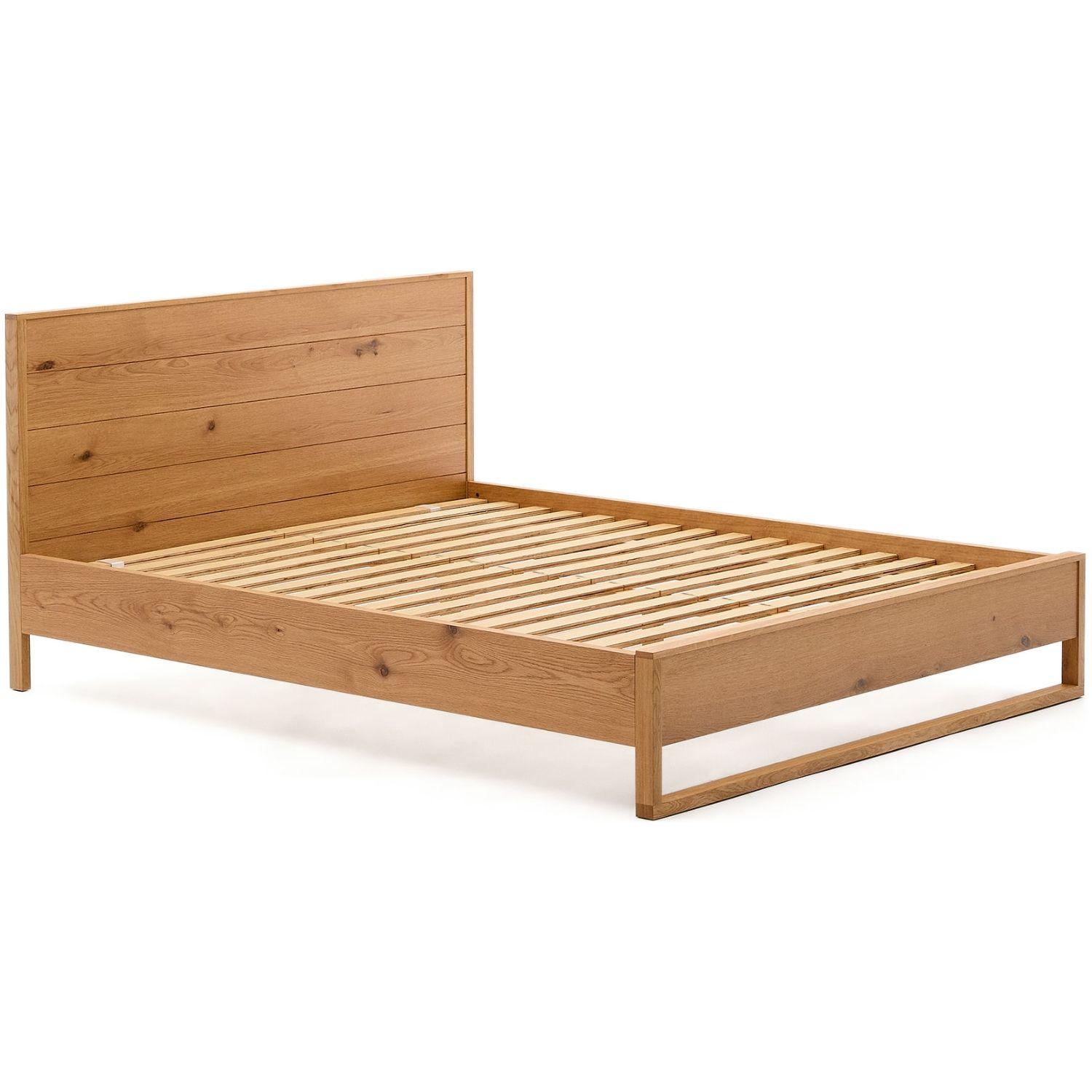 Holzbett mit Kopfteil Alguema Eichenholzfurnier Natur - Grösse: 160x200