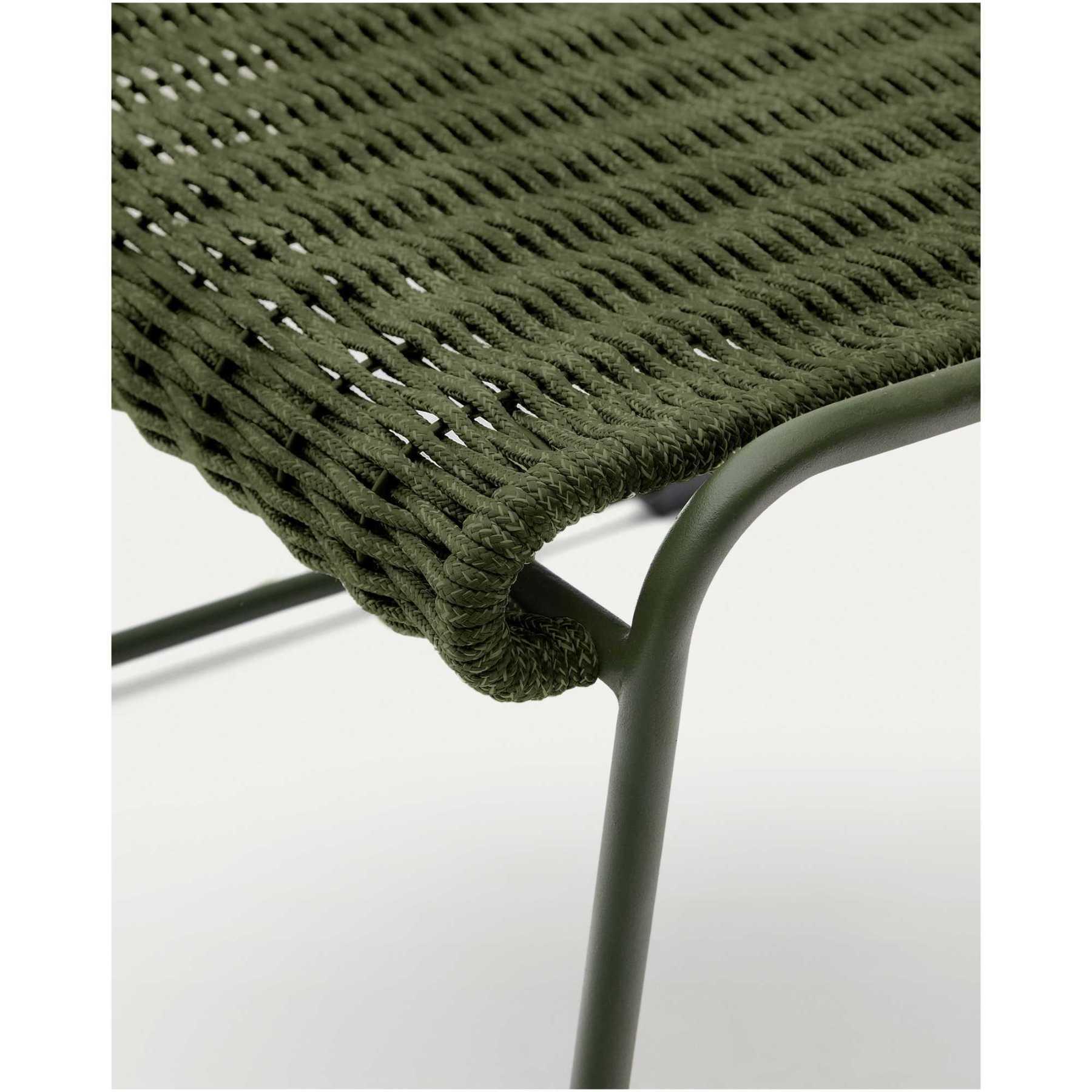 Fussablage Hocker Maurina verzinkter Stahl Seil grün 58x52.5
