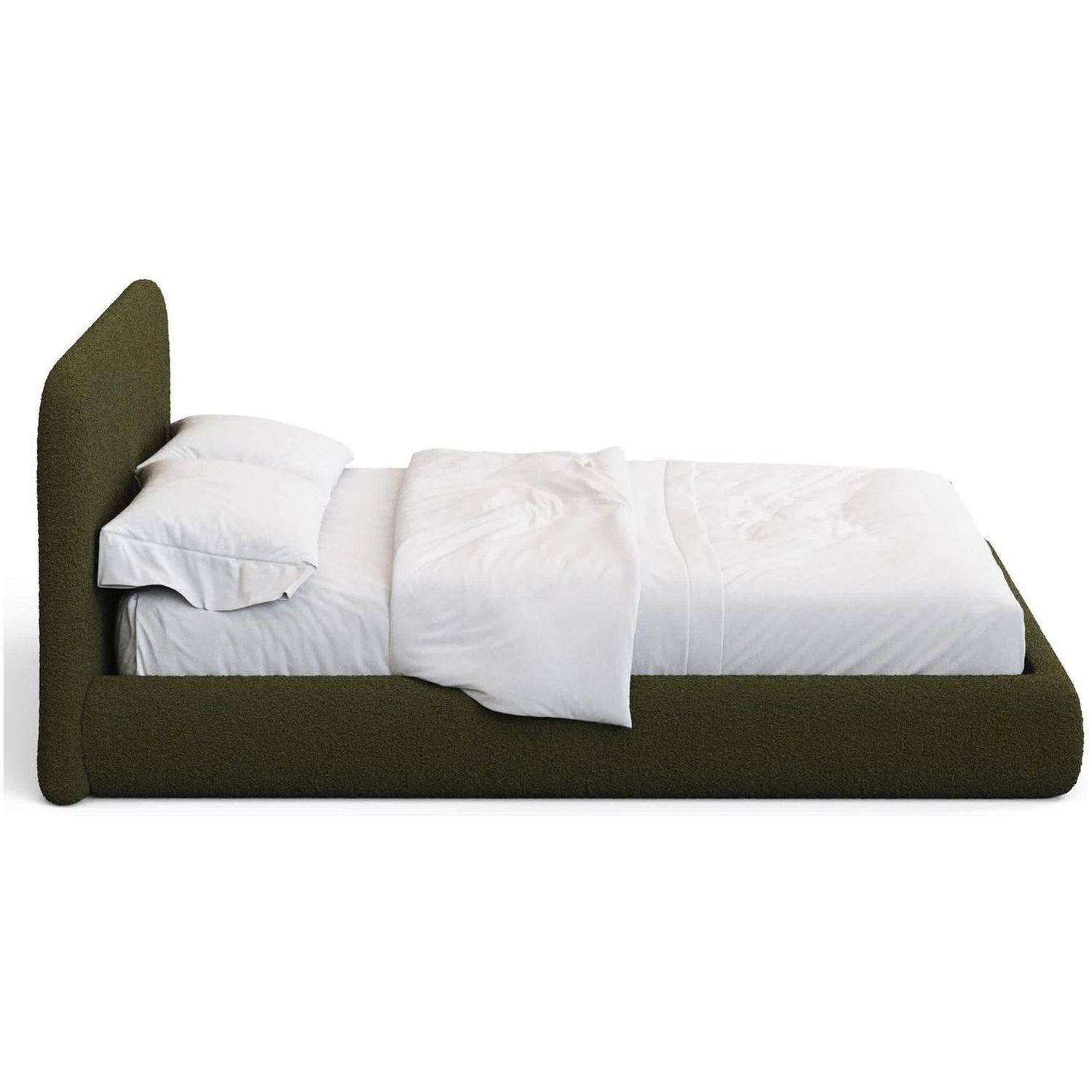 Abziehbares Bett Martina mit dunkelgrünem Lammfellimitat Bouclé - Grösse: 180x200