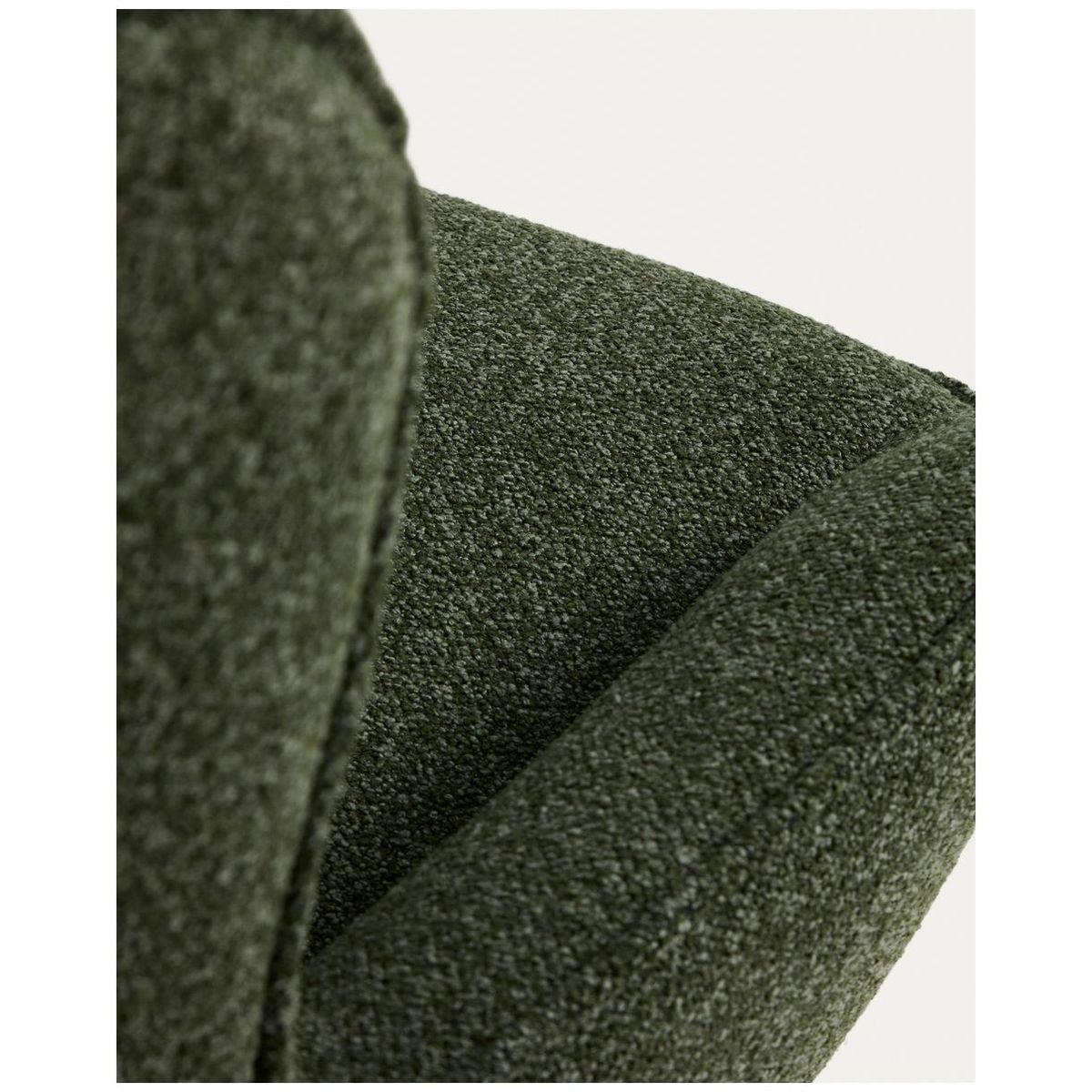 Drehsessel Sorile mit dunkelgrüner Chenille und schwarz lackiertem Stahl FSC 100%