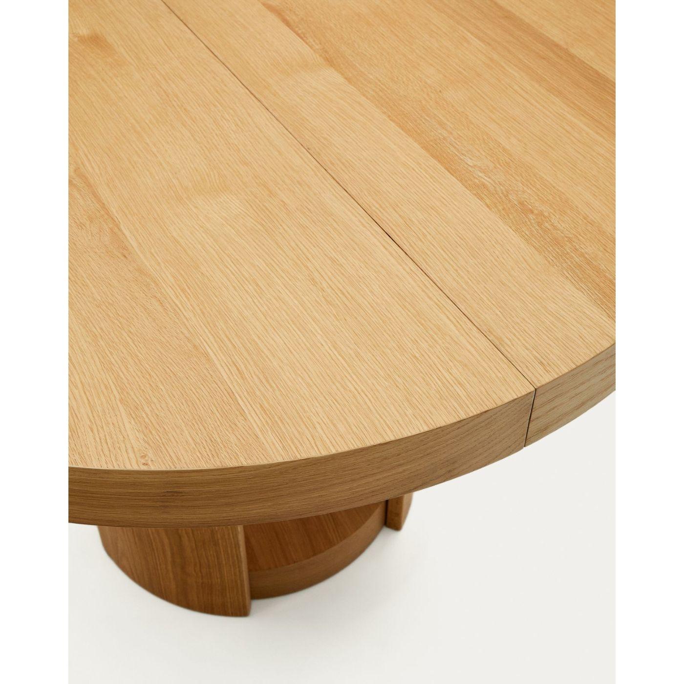 Esstisch Ausziehtisch rund Artis Massivholz und Eichenfurnier 100% FSC - Grösse: 120x120-170x80