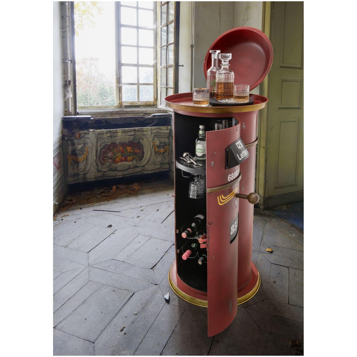 Barschrank Weinregal Postbox Metall rot Unikat