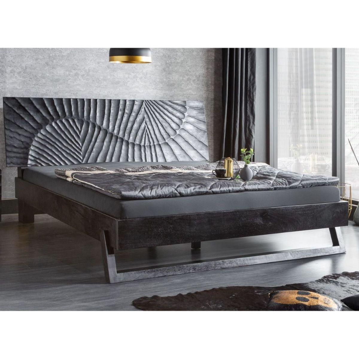 Holzbett Vintage Baraya 180x200 Mango schwarz