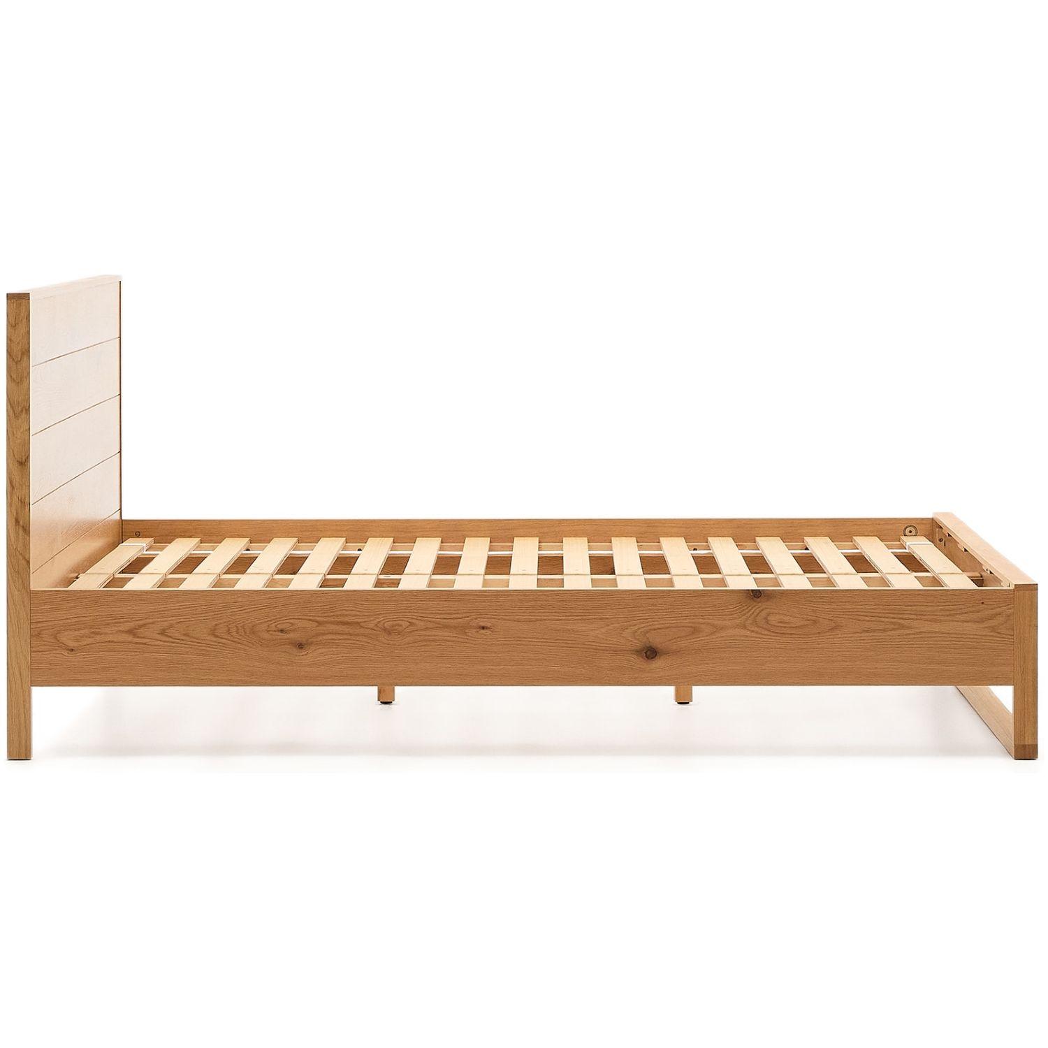 Holzbett mit Kopfteil Alguema Eichenholzfurnier Natur - Grösse: 160x200