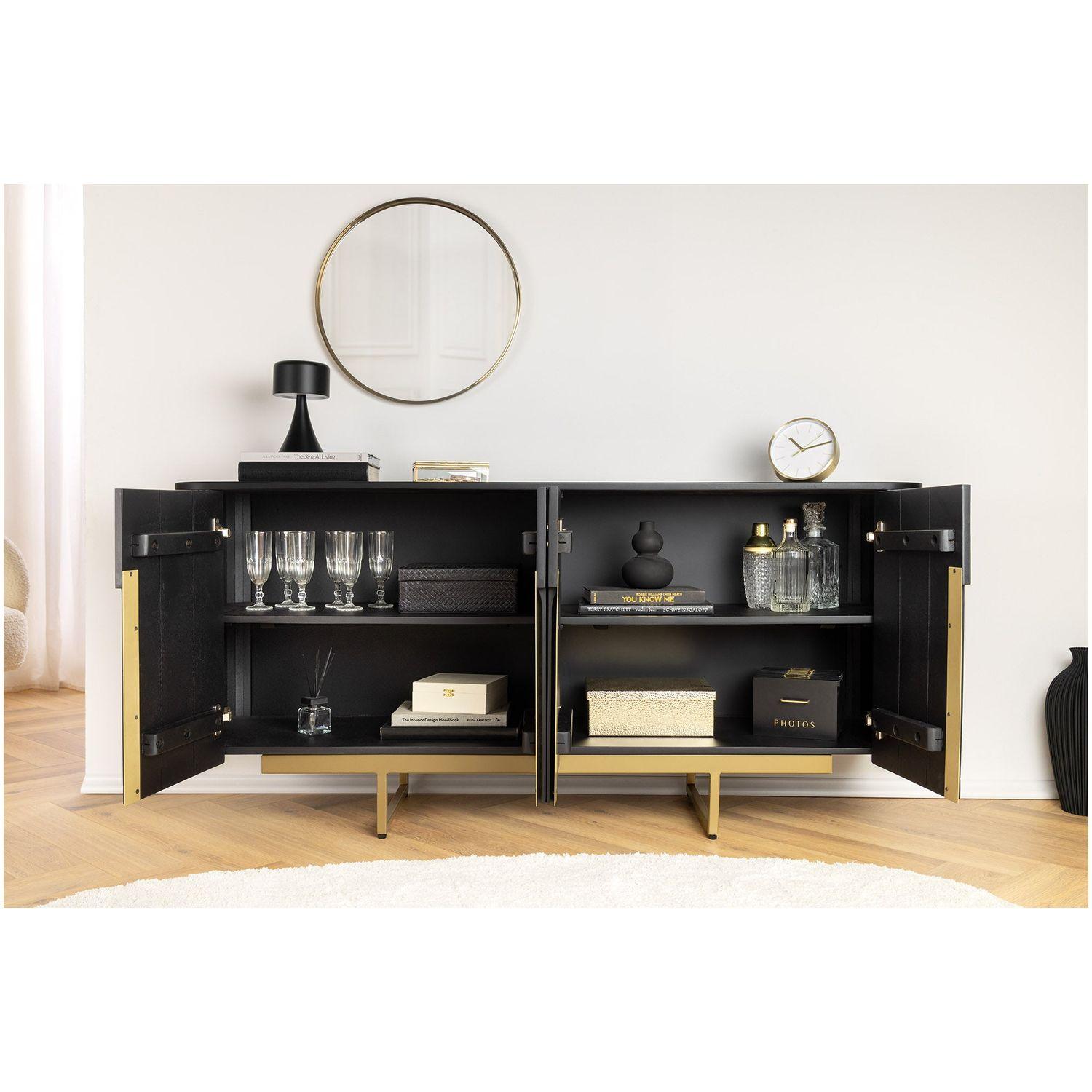 Sideboard abgerundet Cazeno Gold Mangoholz schwarz 160