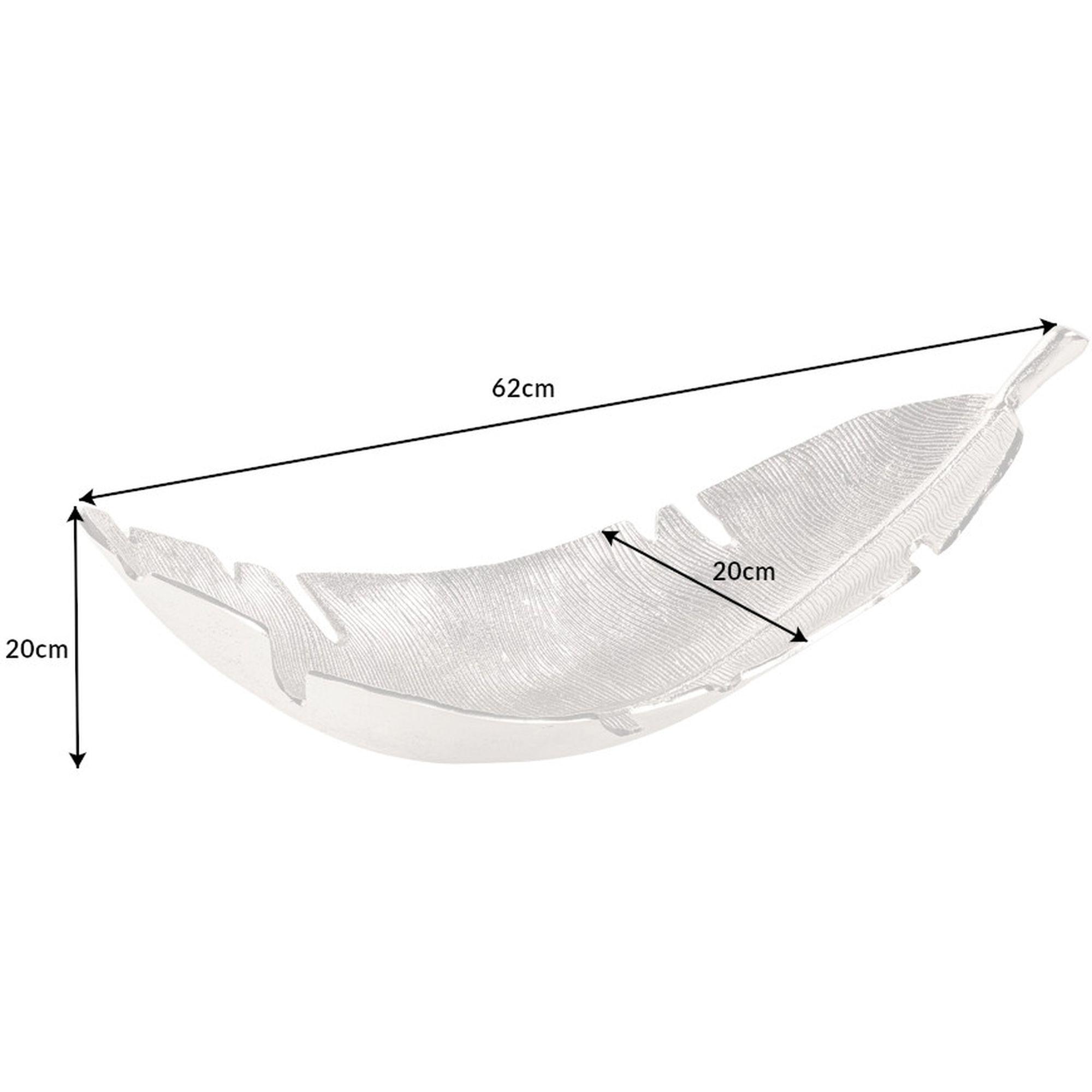 Deko Schale Leaf Blatt Design Metall silber 62x20