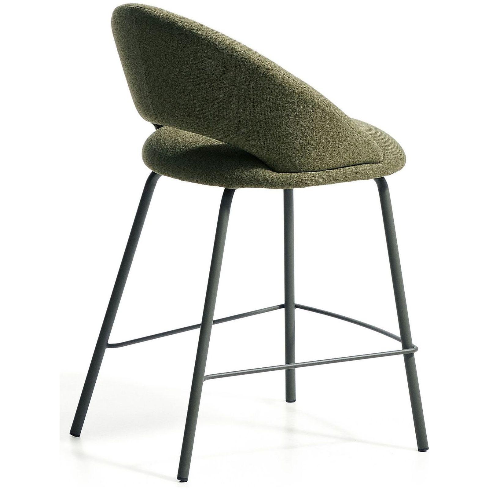 Barhocker Bonali mit grüner Chenille und grünen Metallbeinen FSC Mix Credit 65 cm