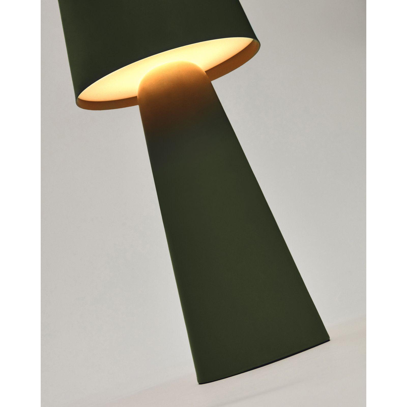 Arenys Outdoor Tischlampe gross aus Metall mit grünem Lackfinish LED