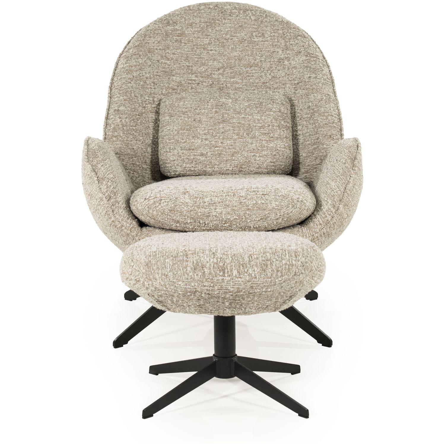 Relaxsessel drehbar mit Hocker Zora Stoff taupe