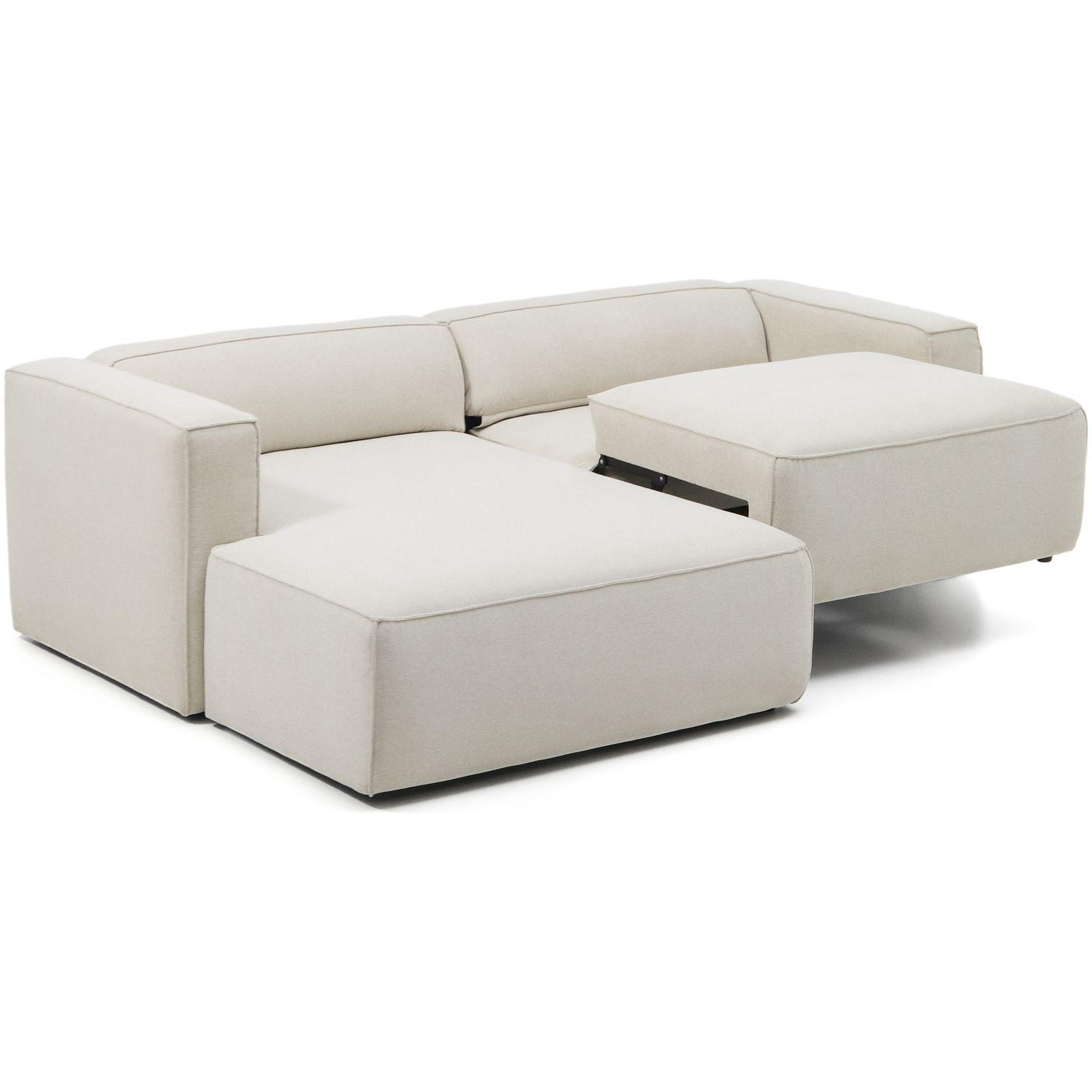 3-Sitzer Ecksofa Bettsofa Marela mit Chaiselongue links in beiger Chenille 236 cm FSC Mix Credit