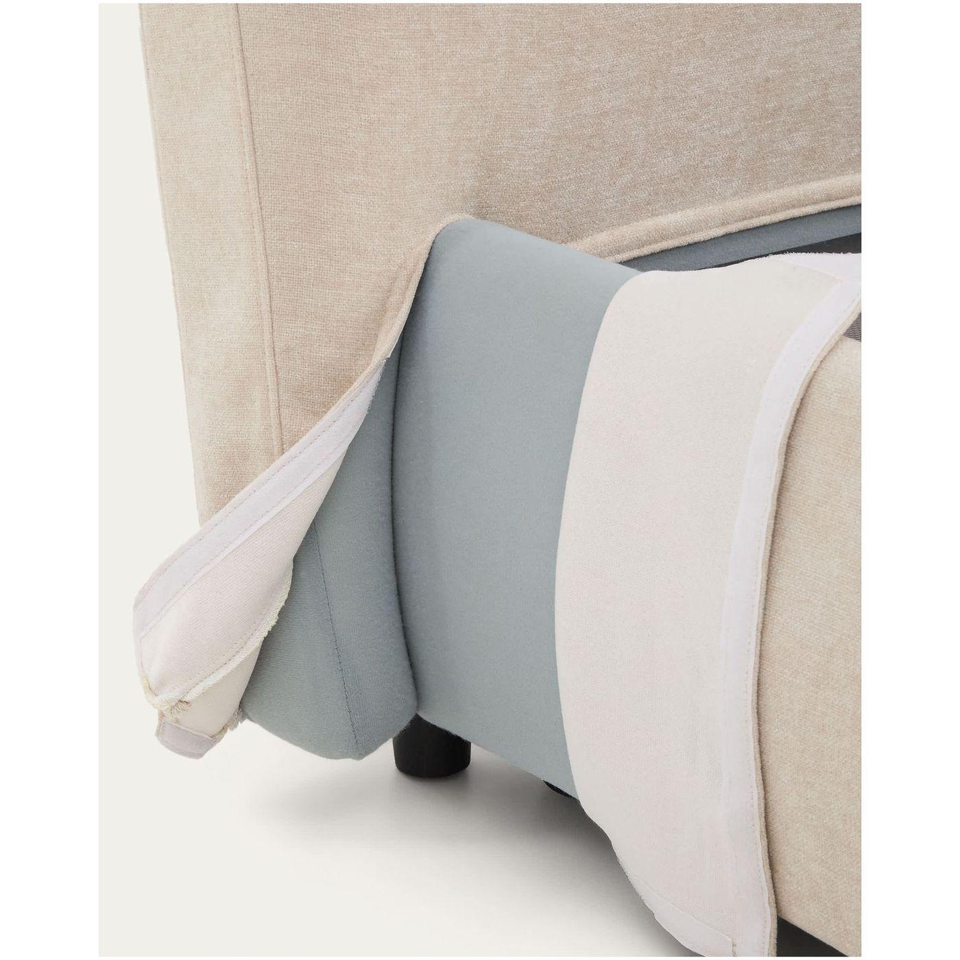 Abziehbares Bett Dafra aus beigefarbener Chenille mit Klappbettkasten - Grösse: 180x200