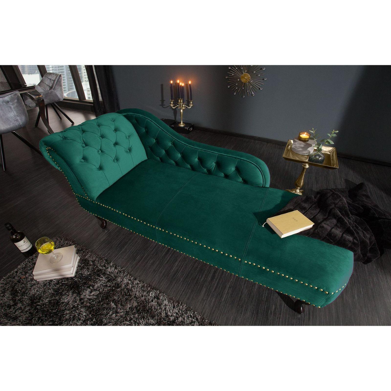 Chesterfield Recamiere smaragdgrün Samt