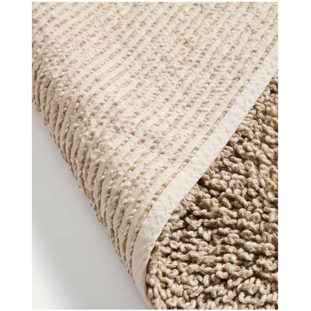 Badezimmermatte Aroia aus beigem Melange-Bouclé 50 x 70 cm