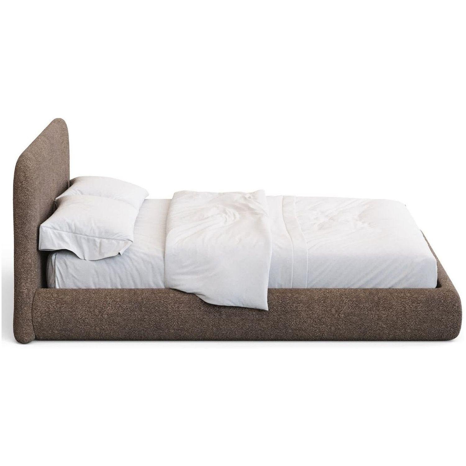 Abziehbares Bett Martina mit braunem Lammfellimitat Bouclé - Grösse: 160x200