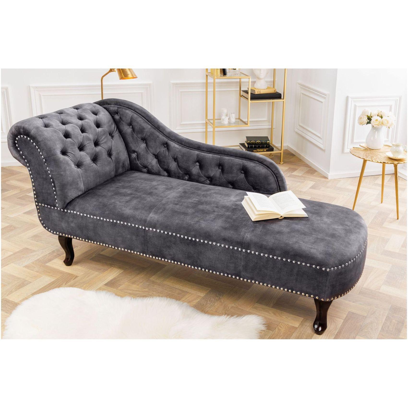 Chesterfield Recamiere Samt grau